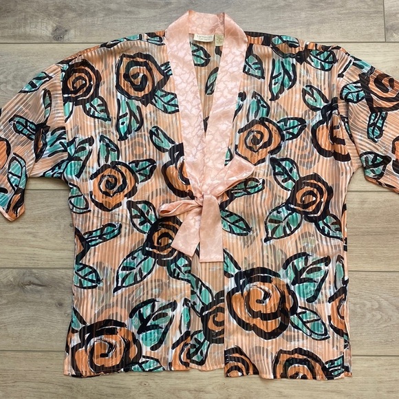 Victoria's Secret Gold‎ Label Sheer Rose Bed Jacket - Picture 1 of 12